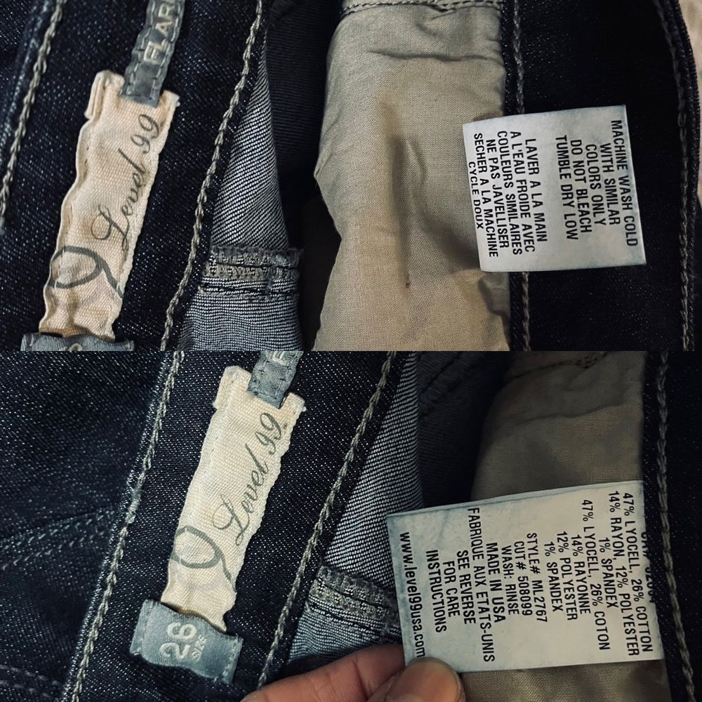 EUC Level 99 Flare Jeans in Rinse 26 2 Dark wash denim - Picture 12 of 16